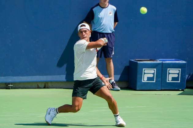 Cincinnati Open: First Round Matches Sebastian Baez is playing during his first-round match at the Cincinnati Open tennis tournament in Mason, Ohio, on August 13, 2024. Mason Ohio United States  Copyright: xJasonxWhitmanx originalFilename:whitman-cincinna240813_npoHW.jpg