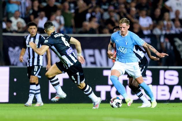 240813 Soren Rieks of Malmö FF during the UEFA Champions League football match between PAOK and Malmö FF on August 13, 2024 in Thessaloniki Photo Mathilda Ahlberg BILDBYRAN kod MA MA0703 fotboll football soccer fotball champions league paok malmö ff bbeng bbauto  Copyright: MATHILDAxAHLBERG BB240813MA039
