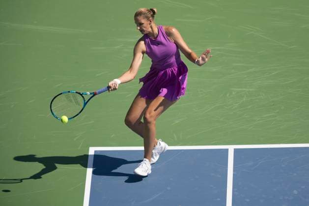 August 13, 2024, Mason, Oh, USA: 2024 Cincinnati Open Tennis, 2024 08 13 - Viktoria Tomova hits a ball against opponent Karolina Pliskova. ZUMAPress Mason USA - ZUMAn24_ 20240813_zaf_n24_019 Copyright: xWallyxNellx