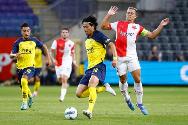 Union SG v Slavia Praha - UEFA Champions League BRUSSELS, BELGIUM - AUGUST 13 : Machida Koki defender of Royale Union Saint-Gilloise during the UEFA Champions League Third qualifying round 2nd leg match between Union Saint-Gilloise and Slavia Praha at the RSC Anderlecht stadium on August 13, 2024 in Brussels, Belgium , 13 08 2024 Brussels Belgium  Copyright: xJanxDexMeuleneirx