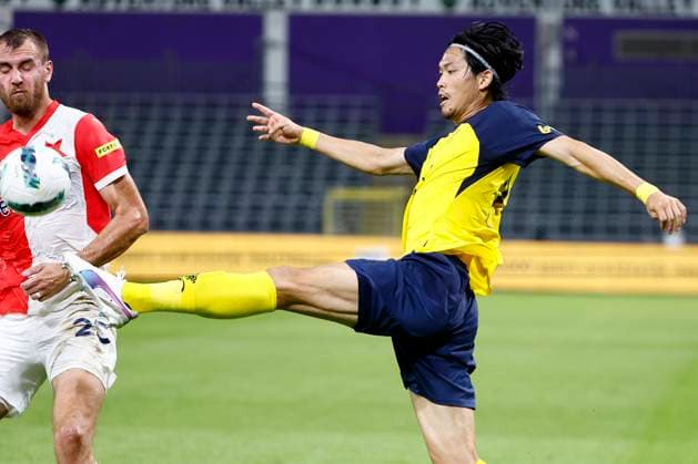 Union SG v Slavia Praha - UEFA Champions League BRUSSELS, BELGIUM - AUGUST 13 : Machida Koki defender of Royale Union Saint-Gilloise during the UEFA Champions League Third qualifying round 2nd leg match between Union Saint-Gilloise and Slavia Praha at the RSC Anderlecht stadium on August 13, 2024 in Brussels, Belgium , 13 08 2024 Brussels Belgium  Copyright: xJanxDexMeuleneirx