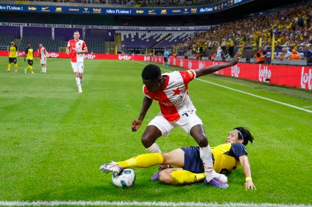 Union SG v Slavia Praha - UEFA Champions League BRUSSELS, BELGIUM - AUGUST 13 : Machida Koki defender of Royale Union Saint-Gilloisend defender of SK Slavia Praha during the UEFA Champions League Third qualifying round 2nd leg match between Union Saint-Gilloise and Slavia Praha at the RSC Anderlecht stadium on August 13, 2024 in Brussels, Belgium , 13 08 2024 Brussels Belgium  Copyright: xJanxDexMeuleneirx