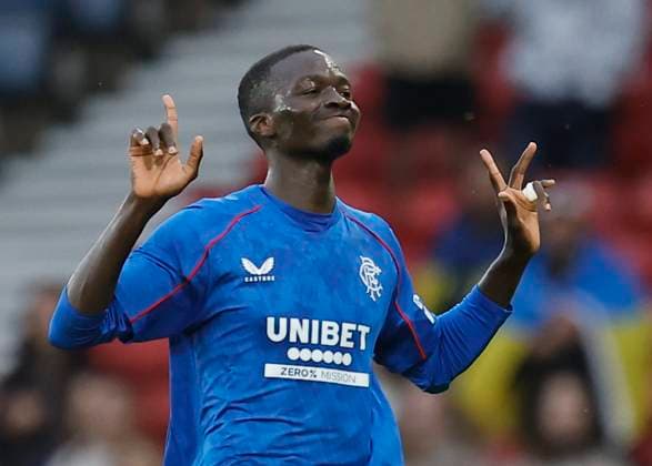 Rangers v FC Dynamo Kyiv UEFA Champions League Mohammed Diomande of Rangers disagrees with the referees decision to award a foul against him during the UEFA Champions League Third Qualifying Round Second Leg match at Hampden Park, Glasgow UK Newspapers OUT Copyright: xFredxPalmerx FIL-20489-0076