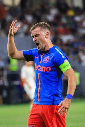 13 august 2024,Stadionul Steaua, Bucharest, UEFA Champions League, Third qualifying round, 2nd leg, FCSB(ROU) vs Sparta Praha (CZE) 27 Darius Olaru portrait image in anger