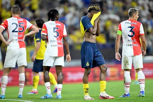 Union SG v Slavia Praha - UEFA Champions League BRUSSELS, BELGIUM - AUGUST 13 : Rodriguez Cortez Kevin Jose forward of Royale Union Saint-Gilloise looks dejected after missing an opportunity during the UEFA Champions League Third qualifying round 2nd leg match between Union Saint-Gilloise and Slavia Praha at the RSC Anderlecht stadium on August 13, 2024 in Brussels, Belgium , 13 08 2024 Brussels Belgium  Copyright: xNicoxVereeckenx