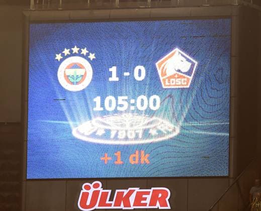 Scoreboard during the UEFA Champions League Third Qualifying Round: Second Leg match between Fenerbahce and Lille FC at Ulker Stadium iin Istanbul , Turkey on August 13 , 2024. ( Photo by Seskimphoto ) Istanbul Turkey Istanbul Turkey Copyright: xSeskimphotox Fenerbahce-Lille-130824 (59)