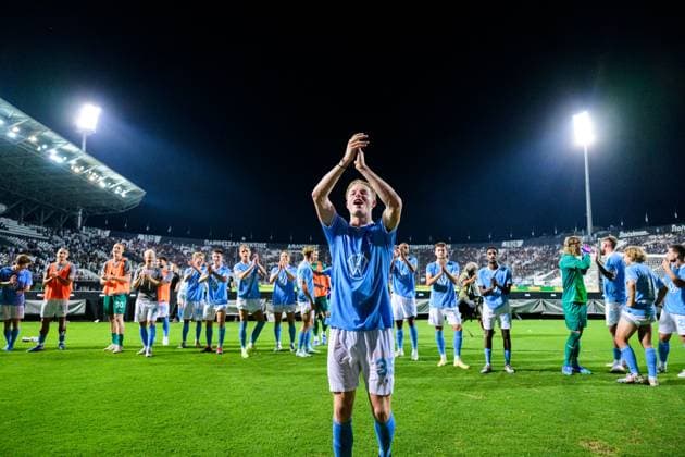 240813 Nils Zätterström of Malmö FF celebrates after the UEFA Champions League football match between PAOK and Malmö FF on August 13, 2024 in Thessaloniki Photo Mathilda Ahlberg BILDBYRAN kod MA MA0703 fotboll football soccer fotball champions league paok malmö ff bbeng bbauto jubel  Copyright: MATHILDAxAHLBERG BB240813MA099