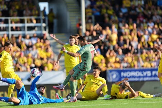 13.08.2024 BODO (NORWAY) PILKA NOZNA (FOOTBALL) ELIMINACJE LIGI MISTRZOW UEFA SEZON 2024 2025 (UEFA CHAMPIONS LEAGUE THIRD QUALIFYING ROUND) - 2. MECZ (GAME) FK BODO GLIMT - JAGIELLONIA BIALYSTOK NZ JESUS IMAZ GOL RADOSC FOTO KAMIL SWIRYDOWICZ CYFRASPORT NEWSPIX.PL --- Newspix.pl  20240813CSKS0002