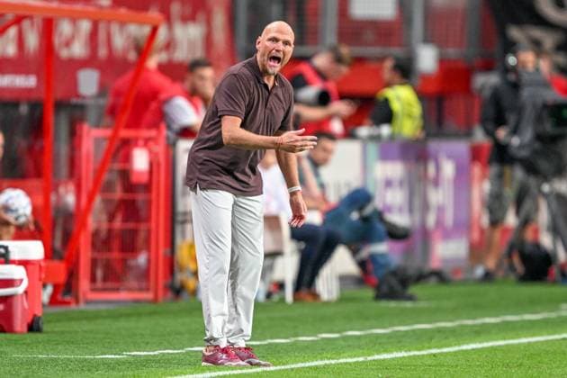 Champions League qualifier Twente Enschede RB Salzburg on 13 08 2024 at De Grolsch Veste in Enschede Joseph Oosting coach Enschede pensive MT
