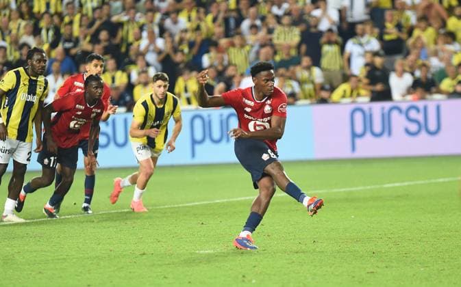 Jonathan David of Lille FC during the UEFA Champions League Third Qualifying Round: Second Leg match between Fenerbahce and Lille FC at Ulker Stadium iin Istanbul , Turkey on August 13 , 2024. ( Photo by Seskimphoto ) Istanbul Turkey Istanbul Turkey Copyright: xSeskimphotox Fenerbahce-Lille-130824 (101)