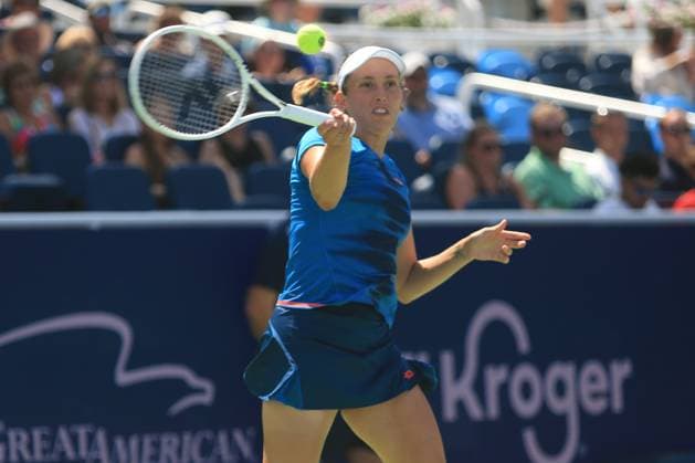 August 13, 2024, Mason, Oh, USA: 2024 Cincinnati Open Tennis, 2024 08 13 - Elise Mertens hits a ball against opponent Marta Kostyuk. ZUMAPress Mason USA - ZUMAn24_ 20240813_zaf_n24_093 Copyright: xWallyxNellx