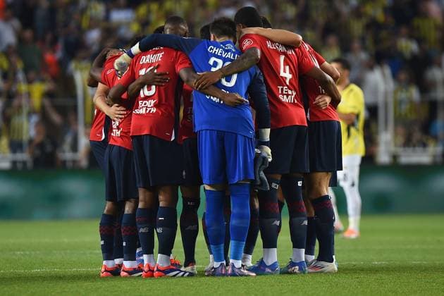 Players of Lille FC during the UEFA Champions League Third Qualifying Round: Second Leg match between Fenerbahce and Lille FC at Ulker Stadium iin Istanbul , Turkey on August 13 , 2024. ( Photo by Seskimphoto ) Istanbul Turkey Istanbul Turkey Copyright: xSeskimphotox Fenerbahce-Lille-130824 (144)
