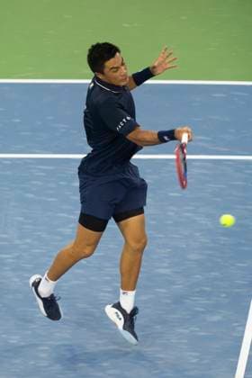 August 13, 2024, Mason, Oh, USA: 2024 Cincinnati Open Tennis, 2024 08 13 - Brandon Nakashima hits a ball against opponent Taylor Fritz. ZUMAPress Mason USA - ZUMAn24_ 20240813_zaf_n24_118 Copyright: xWallyxNellx