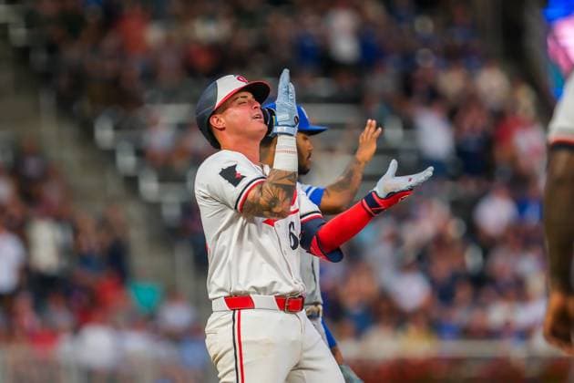 August 13, 2024, Minneapolis, Minnesota, USA: Minnesota Twins third baseman JOSE MIRANDA (64) celebrates a triple during a MLB, Baseball Herren, USA game between the Minnesota Twins and the Kansas City Royals at Target Field. The Twins won 13-3. Minneapolis USA - ZUMAg254 20240813_zsp_g254_099 Copyright: xStevenxGarciax