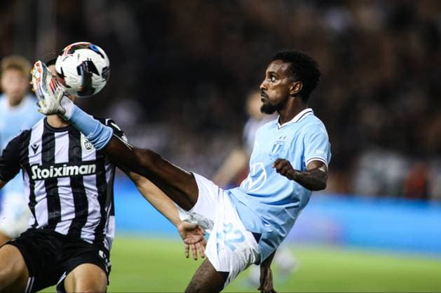 August 13, 2024, Thessaloniki, Greece: Malmo s Taha Ali in action during a third qualifying Champions League round match between PAOK FC and Malmo FF. The game ended 3-4 and Malmo continues to the next phase. (Credit Image: Giannis Papanikos ZUMA Press Wire) PAOK FC vs Malmo FF PAPANIKOS_PAOK_MALMO_4124.JPG