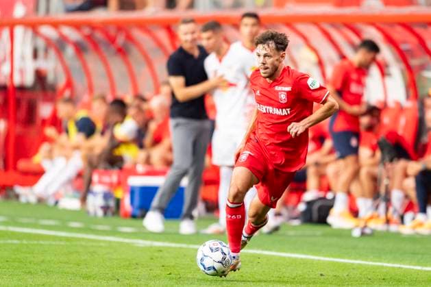ENSCHEDE, 13-08-2024 , Stadium de Grolsch Veste, football, UEFA Champions League, qualification, season 2024 2025, during the match FC Twente - Salzburg, FC Twente player Mitchell van Bergen Twente - Salzburg  x26031357x Copyright: