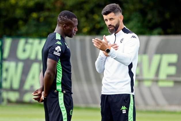 Cercle Brugge v Molde - UEFA Europa League - media activities BRUGGE, BELGIUM - AUGUST 14 : Muslic Miron head coach of Cercle Brugge and Denkey Kevin forward of Cercle Brugge pictured during a training session prior the UEFA Europa League third qualifying round 2nd leg match between Cercle Brugge and Molde on August 14, 2024 in Brugge, Belgium, 14 08 2024 Brugge Belgium  Copyright: xJanxDexMeuleneirx