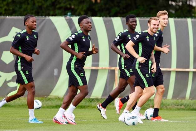 Cercle Brugge v Molde - UEFA Europa League - media activities BRUGGE, BELGIUM - AUGUST 14 : De Wilde Nils midfielder of Cercle Brugge pictured during a training session prior the UEFA Europa League third qualifying round 2nd leg match between Cercle Brugge and Molde on August 14, 2024 in Brugge, Belgium, 14 08 2024 Brugge Belgium  Copyright: xJanxDexMeuleneirx