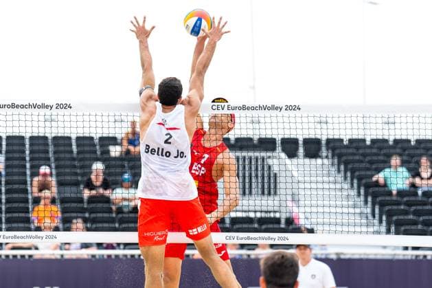 2024-08-14 CEV Beach volleyball, Beachvolleyball European Championships - Day 2 THE HAGUE, NETHERLANDS - AUGUST 14: during Day 2 of the CEV Beach Volleyball European Championships at The Hague Beach Stadium on August 14, 2024 in The Hague, Netherlands. (Photo by Joris Verwijst BSR Agency) The Hague Netherlands Content not available for redistribution in The Netherlands directly or indirectly through any third parties. Copyright: xBSRxAgencyx