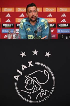 AMSTERDAM - Ajax coach Francesco Farioli during a press conference, PK, Pressekonferenz in the run-up to the third qualifying round for the Europa League against Panathinaikos. ANP OLAF KRAAK xVIxANPxSportx xxANPxIVx 505980458 originalFilename: 505980458.jpg