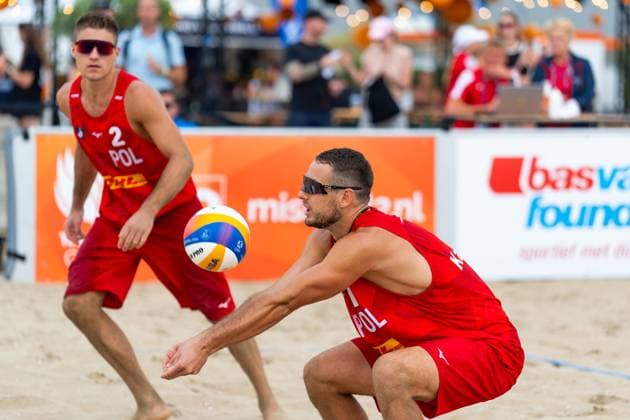 2024-08-14 CEV Beach volleyball, Beachvolleyball European Championships - Day 2 THE HAGUE, NETHERLANDS - AUGUST 14: Piotr Kantor of Poland during Day 2 of the CEV Beach Volleyball European Championships at The Hague Beach Stadium on August 14, 2024 in The Hague, Netherlands. (Photo by Joris Verwijst BSR Agency) The Hague Netherlands Content not available for redistribution in The Netherlands directly or indirectly through any third parties. Copyright: xBSRxAgencyx