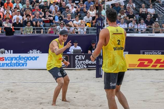 European Championships Beach Volleyball, 14 08 2024, Arnhem Lukas Pfretzschner GER , Sven Winter GER European Championships Beach Volleyball, Arnhem on 14 08 2024 Copyright: xBEAUTIFULxSPORTS PeterxWeberx