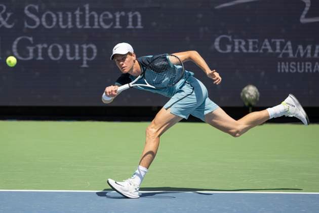 August 14, 2024, Mason, Oh, USA: 2024 Cincinnati Open Tennis, 2024 08 14 - Janik Sinner hits a ball against opponent Alex Michelson. ZUMAPress Mason USA - ZUMAn24_ 20240814_zaf_n24_093 Copyright: xWallyxNellx