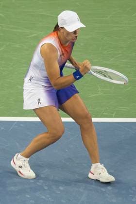 August 14, 2024, Mason, Oh, USA: 2024 Cincinnati Open Tennis, 2024 08 14 - Iga Swiatek celebrates a point against opponent Varvara Gracheva. ZUMAPress Mason USA - ZUMAn24_ 20240814_zaf_n24_179 Copyright: xWallyxNellx
