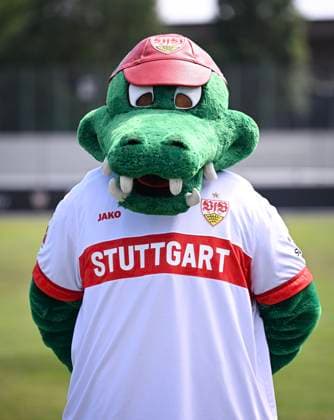 FOOTBALL 1 BUNDESLIGA 13 08 2024 Portraettermin 2024 2025 at VfB Stuttgart on the training ground Mascot Fritzle VfB Stuttgart