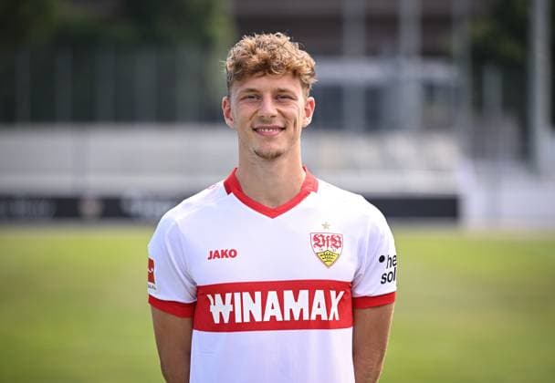 FOOTBALL 1 BUNDESLIGA 13 08 2024 Portraettermin 2024 2025 at VfB Stuttgart on the training ground Yannik Keitel VfB Stuttgart