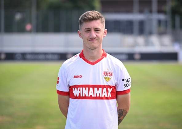 FOOTBALL 1 BUNDESLIGA 13 08 2024 Portraettermin 2024 2025 at VfB Stuttgart on the training ground Angelo Stiller VfB Stuttgart