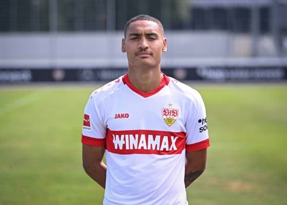 FOOTBALL 1 BUNDESLIGA 13 08 2024 Portraettermin 2024 2025 at VfB Stuttgart on the training ground Enzo Millot VfB Stuttgart