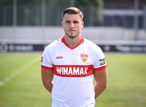 FOOTBALL 1 BUNDESLIGA 13 08 2024 Portraettermin 2024 2025 at VfB Stuttgart on the training ground Ermedin Demirovic VfB Stuttgart