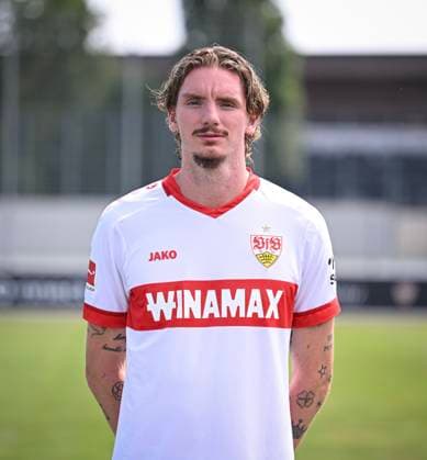 FOOTBALL 1 BUNDESLIGA 13 08 2024 Portraettermin 2024 2025 at VfB Stuttgart on the training ground Nick Woltemade VfB Stuttgart