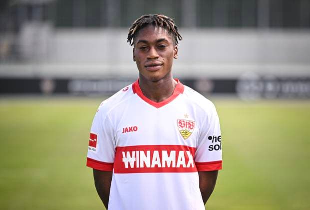 FOOTBALL 1 BUNDESLIGA 13 08 2024 Portraettermin 2024 2025 at VfB Stuttgart on the training ground Justin Diehl VfB Stuttgart