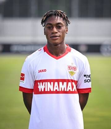 FOOTBALL 1 BUNDESLIGA 13 08 2024 Portraettermin 2024 2025 at VfB Stuttgart on the training ground Justin Diehl VfB Stuttgart