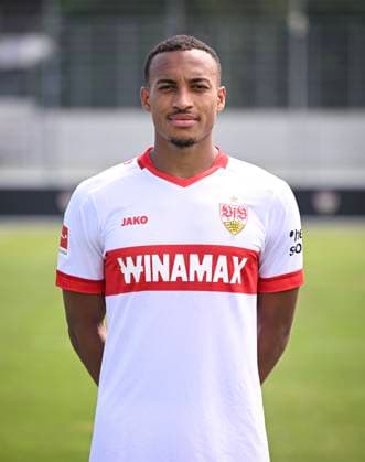 FOOTBALL 1 BUNDESLIGA 13 08 2024 Portraettermin 2024 2025 at VfB Stuttgart on the training ground Jamie Leweling VfB Stuttgart