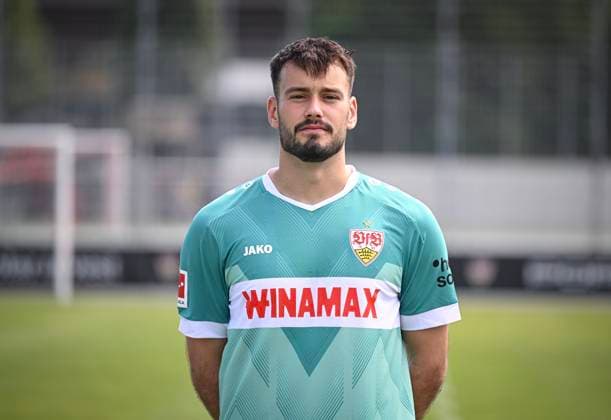 FOOTBALL 1 BUNDESLIGA 13 08 2024 Portraettermin 2024 2025 at VfB Stuttgart on the training ground Goalkeeper Stefan Drljaca VfB Stuttgart