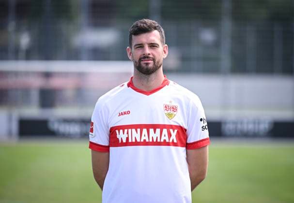 FOOTBALL 1 BUNDESLIGA 13 08 2024 Portraettermin 2024 2025 at VfB Stuttgart on the training ground Luca Pfeiffer VfB Stuttgart