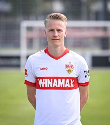 FOOTBALL 1 BUNDESLIGA 13 08 2024 Portraettermin 2024 2025 at VfB Stuttgart on the training ground Chris Fuehrich VfB Stuttgart