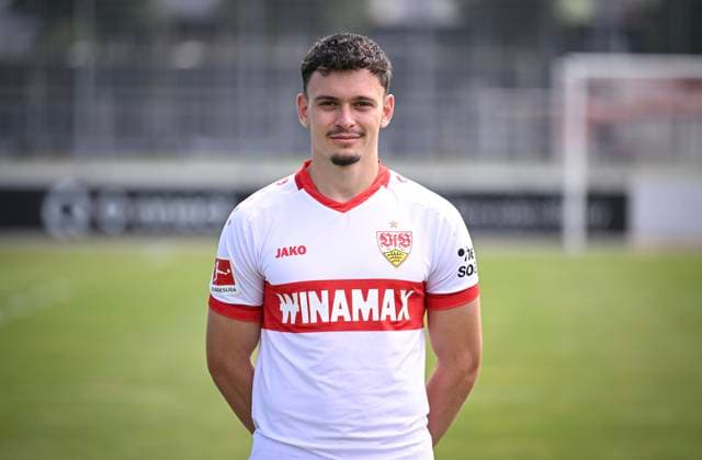 FOOTBALL 1 BUNDESLIGA 13 08 2024 Portraettermin 2024 2025 at VfB Stuttgart on the training ground Fabian Rieder VfB Stuttgart