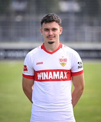 FOOTBALL 1 BUNDESLIGA 13 08 2024 Portraettermin 2024 2025 at VfB Stuttgart on the training ground Fabian Rieder VfB Stuttgart