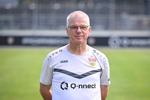 FOOTBALL 1 BUNDESLIGA 13 08 2024 Portraettermin 2024 2025 at VfB Stuttgart on the training ground Zeugwart Michael Meusch VfB Stuttgart