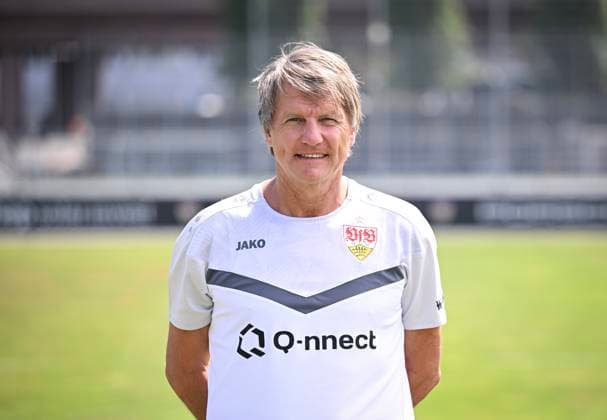 FOOTBALL 1 BUNDESLIGA 13 08 2024 Portraettermin 2024 2025 at VfB Stuttgart on the training ground Team manager Peter Reichert VfB Stuttgart