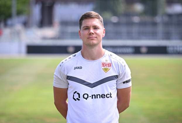 FOOTBALL 1 BUNDESLIGA 13 08 2024 Portraettermin 2024 2025 at VfB Stuttgart on the training ground Match analyst Jan Schimpchen VfB Stuttgart