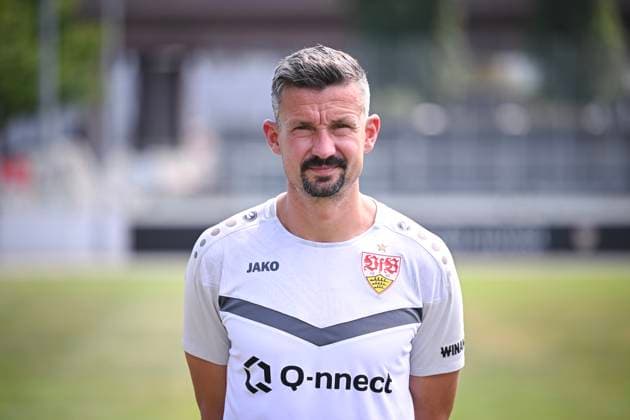FOOTBALL 1 BUNDESLIGA 13 08 2024 Portraettermin 2024 2025 at VfB Stuttgart on the training ground Preventive coach Martin Franz VfB Stuttgart