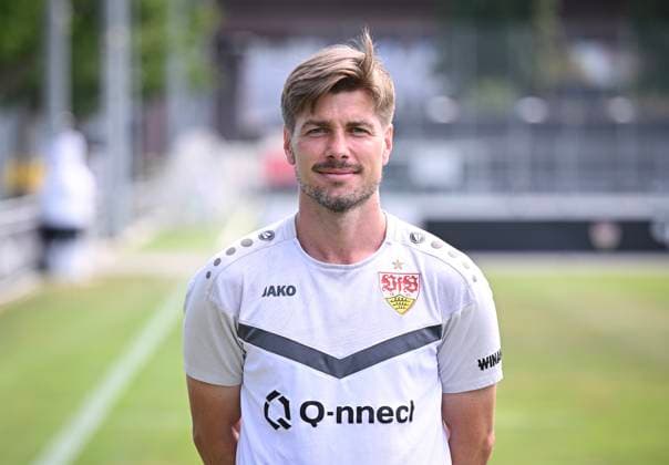 FOOTBALL 1 BUNDESLIGA 13 08 2024 Portraettermin 2024 2025 at VfB Stuttgart on the training ground Co Trainer David Krecidlo, VfB Stuttgart