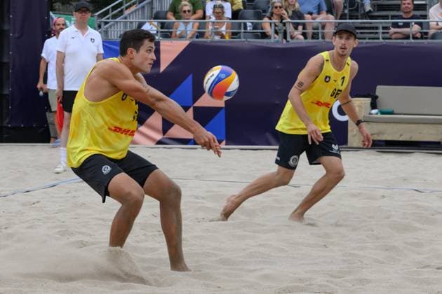 European Championships Beach Volleyball, 14 08 2024, Arnhem Lukas Pfretzschner GER , Sven Winter GER European Championships Beach Volleyball, Arnhem on 14 08 2024 Copyright: xBEAUTIFULxSPORTS PeterxWeberx
