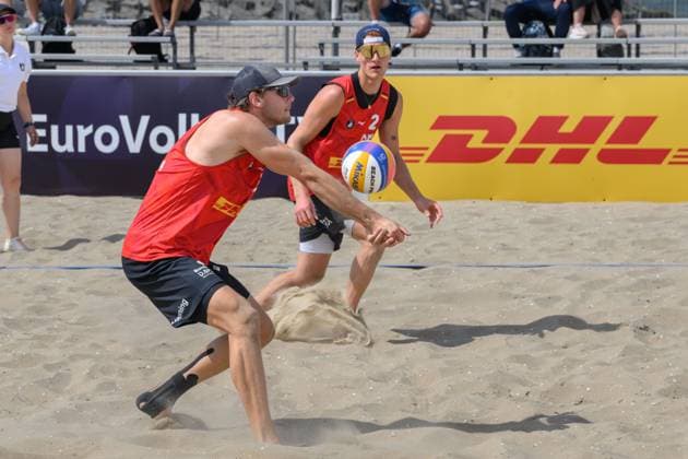 European Championships Beach Volleyball, 15 08 2024, The Hague Paul Henning, Maximilian Max Just European Championships Beach Volleyball, The Hague on 15 08 2024 Copyright: xBEAUTIFULxSPORTS PeterxWeberx