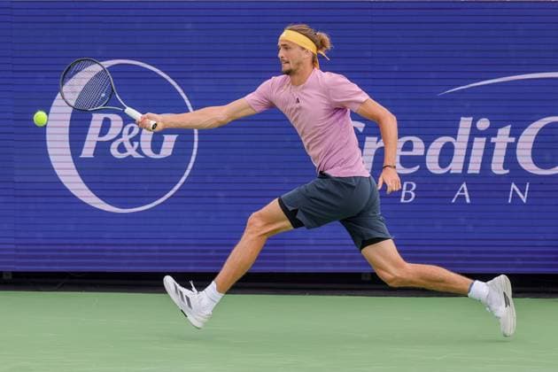 August 15, 2024, Mason, Ohio, U.S: Alexander Zverev (GER)l chases a shot to the corder during ThursdayÃ¢â‚¬â ¢s round of the Cincinnati Open at the Lindner Family Tennis Center , Mason, Oh. Mason U.S - ZUMAs304 20240815_zaf_s304_014 Copyright: xScottxStuartx